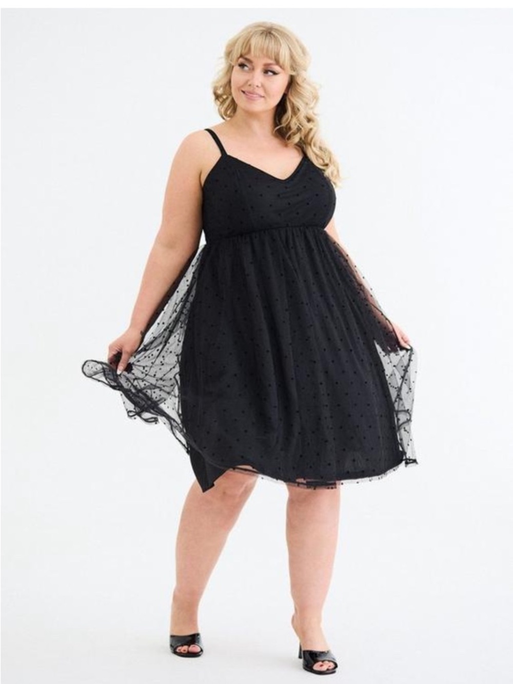 torrid Black Polka Dot Tulle Mini Dress - Picture 3 of 5